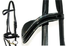 FSS German Curve U CRYSTAL PIPING EDGE BLING Comfort Crank PATENT GLOSS Bridle