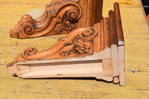 2 Stück CORBELS AKANTHUSBLATT Schriftrolle Designer Haus Wand Verzierungen handgeschnitzt - Bild 7 von 7