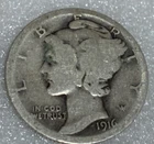 1916 S Mercury Silver Dime VG Free Shipping With Five Items A4