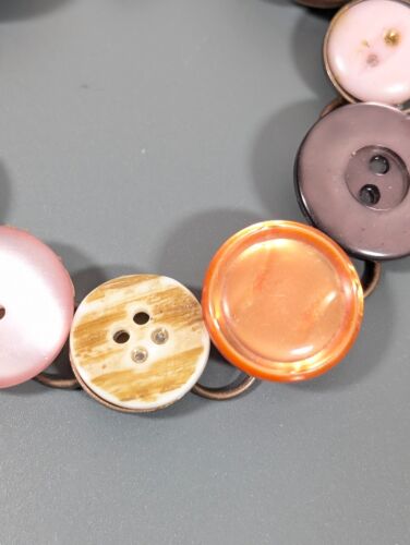 Retro Boho Moonglow Button Copper Chain Bracelet Tennis Purple Pink 7.5 in - Picture 2 of 13