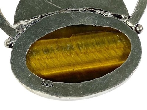 Tigerauge Edelstein Anhänger 925 Silber vergoldet Ethno Handarbeit Schmuck 2,88" NEU - Bild 7 von 9