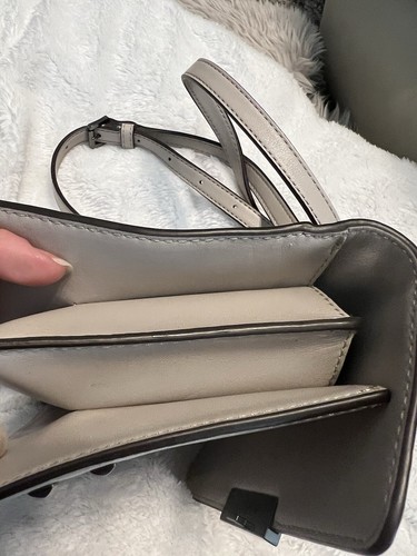 Michael Kors Sloan Studded Gusset Leather Crossbody Bag Grey - Picture 10 of 18