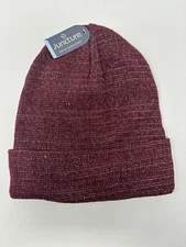 New Juncture Womens Hat One Size Red Metallic Silver Striped Winter Warm Knit.