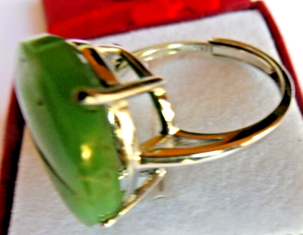 Bague en chrysoprase véritable d'exception en argent massif ciselé - 2