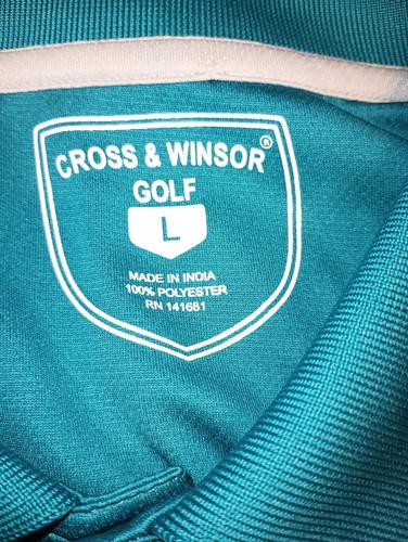 Mens Cross & Winsor Polo Golf Shirt Large Ocean Depth Short Sleeve NWT (246-1) - Picture 4 of 8