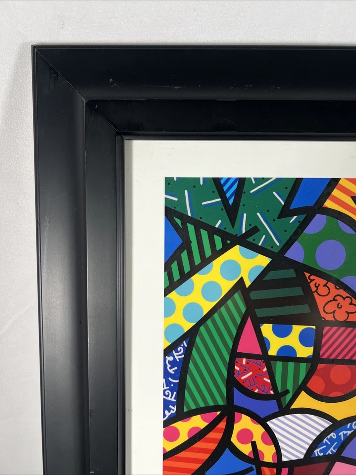 Impresión Giclee Romero Britto News Café Edición Limitada 263/750 15" x 15" Raro Foto 3 de 4