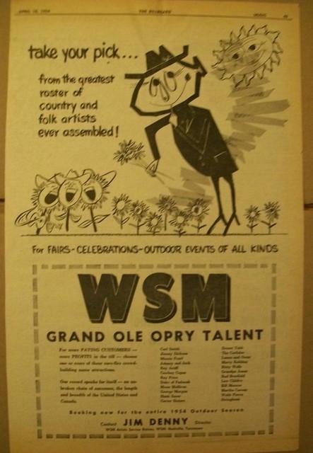 WSM Grand Ole Opry 1954 Ad- name attractions Ray Price Hank Snow Bill  Monroe | eBay