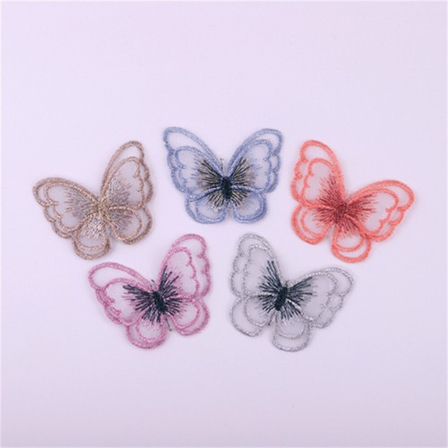 10 Butterfly Fabric Patch Sew On Clothes Embroider Deco Hair Accessory DIY 5*4cm - Picture 5 of 6