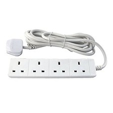4 Way UK 13Amp Extension Lead, Standard Switched Lead – 4 Gangs & 2m Long Cable