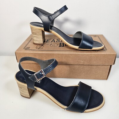 Seasalt Trevellas Fathom Sandalen Gr. 39 UK 6 Blau Leder Absatz Top Zustand 