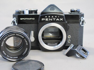Pentax Spotmatic SP Black SLR & Super-Takumar 55mm F1.8 From JAPAN