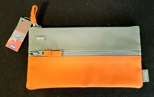 Milan Touch Duo Collection - Double Zipper Pouch - Orange  Gray - Brand New