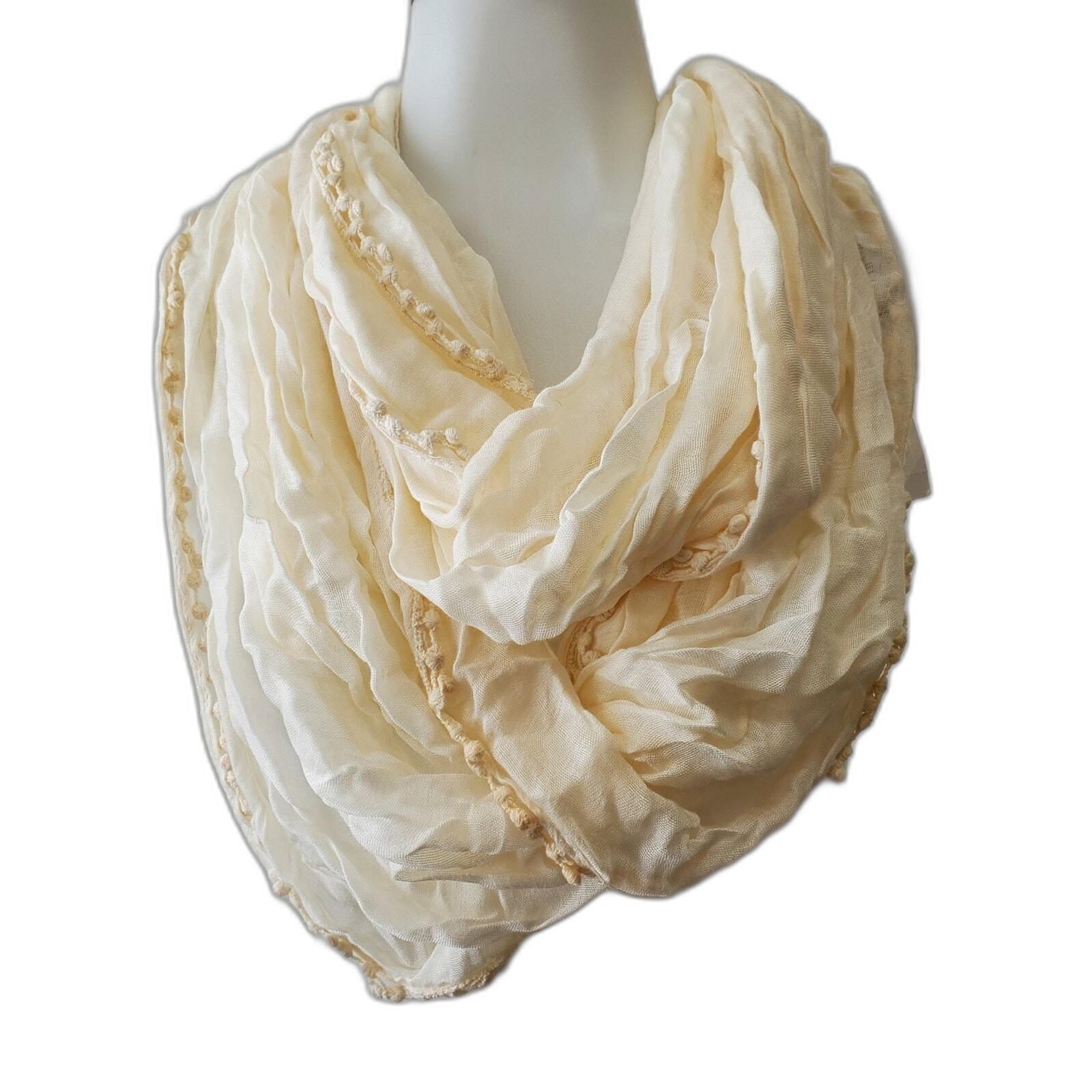 Van Heusen Cream Infinity Scarf with Elegant Trim