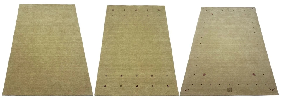 Gabbeh Beige Teppich 100% Wolle einfarbig gefärbt Handgewebt G84 - Bild 1 von 1