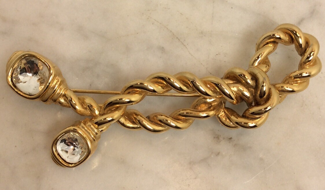 アクセサリー Givenchy Brooch Rope Gold Tone Vintage Vintage Large GIVENCHY Gold Tone Twisted Rope Pin Brooch Repaired