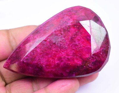 616.0 CT Natural Huge Red Ruby Certified Earth-Mined Pear Cut Loose Gemstone