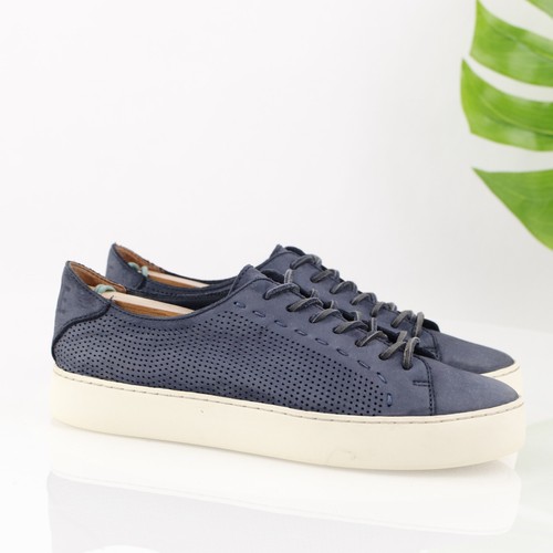 Frye Womens Lena Sneaker Size 8 Blue Nubuck Perforated Lace Up Shoe Platform - Picture 16 of 16