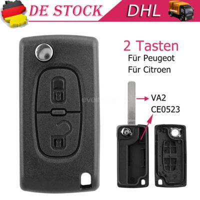 Auto Klapp Schlüssel 2Tasten Gehäuse VA2 CE0523 für Citroen C2 C3 C4 Dispatch C8