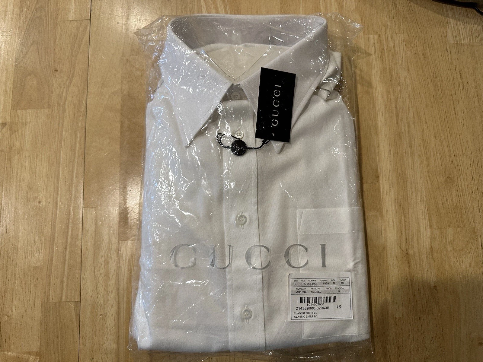 Chemise habillée authentique homme Gucci blanc boutonné taille 18