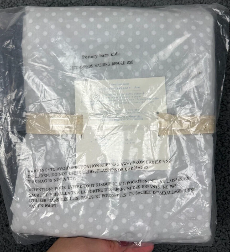 Funda nórdica doble Pottery Barn Kids caballo ecuestre gris rosa punto Laura PBK nueva con etiquetas Foto 2 de 4