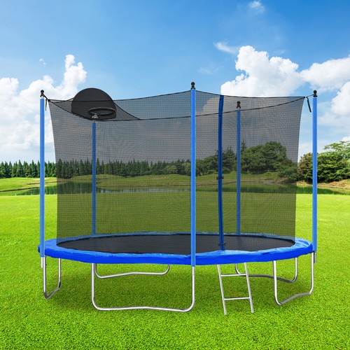 12FT Trampoline for Adults&Kids w/Basketball Hoop,Outdoor Trampolines w/Ladder& - Picture 2 of 13
