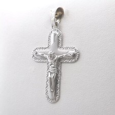 Solid 18k White Gold Crucifix Cross Charm Pendant Italy 750 New