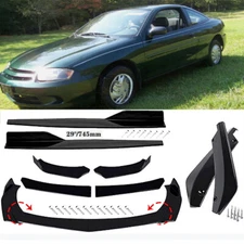For Chevrolet Cavalier Black Front Bumper Rear Spoiler Body Kit+29" Side Skirts