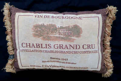 Borgata Tapestry Pillow Chablis Grand Cru Chardonnay Wine 18'' x 10''