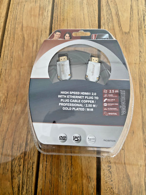 Velleman HIGH-SPEED HDMI 2.0-Kabel MIT ETHERNET-STECKER/STECKER 2,5 m VERGOLDET