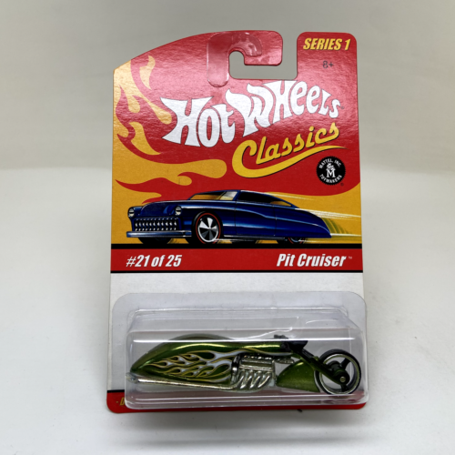 HOT WHEELS-CLASSICS-SERIES 1--21 OF 25--PIT CRUISER-GREEN-MOTORCYCLE-2004 - Picture 1 of 6