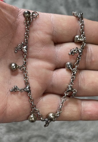 VTG Sterling Silver Bracelet Jingle Bells Beaded Charm Bracelet !! Signed !! - Picture 8 of 10