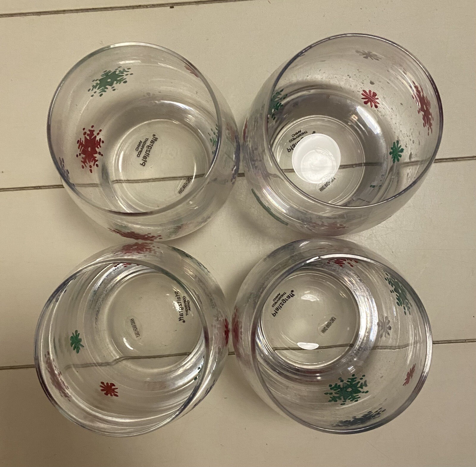 4 Pfaltzgraff Taffy Candy Christmas Double Old Fashion Glasses 2006 247-841-00