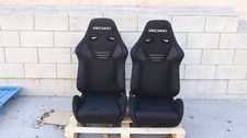 Pair Recaro Style Recliner Black Suede Bucket Seats New Set 2 Rails Sliders Pair Recaro Style Recliner Black Suede Bucket Seats New Set 2 Rails Sliders