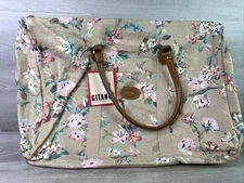 90’s Gitano Vtg Lauren Floral Canvas Leather Handles Weekender Bag Overnight NEW