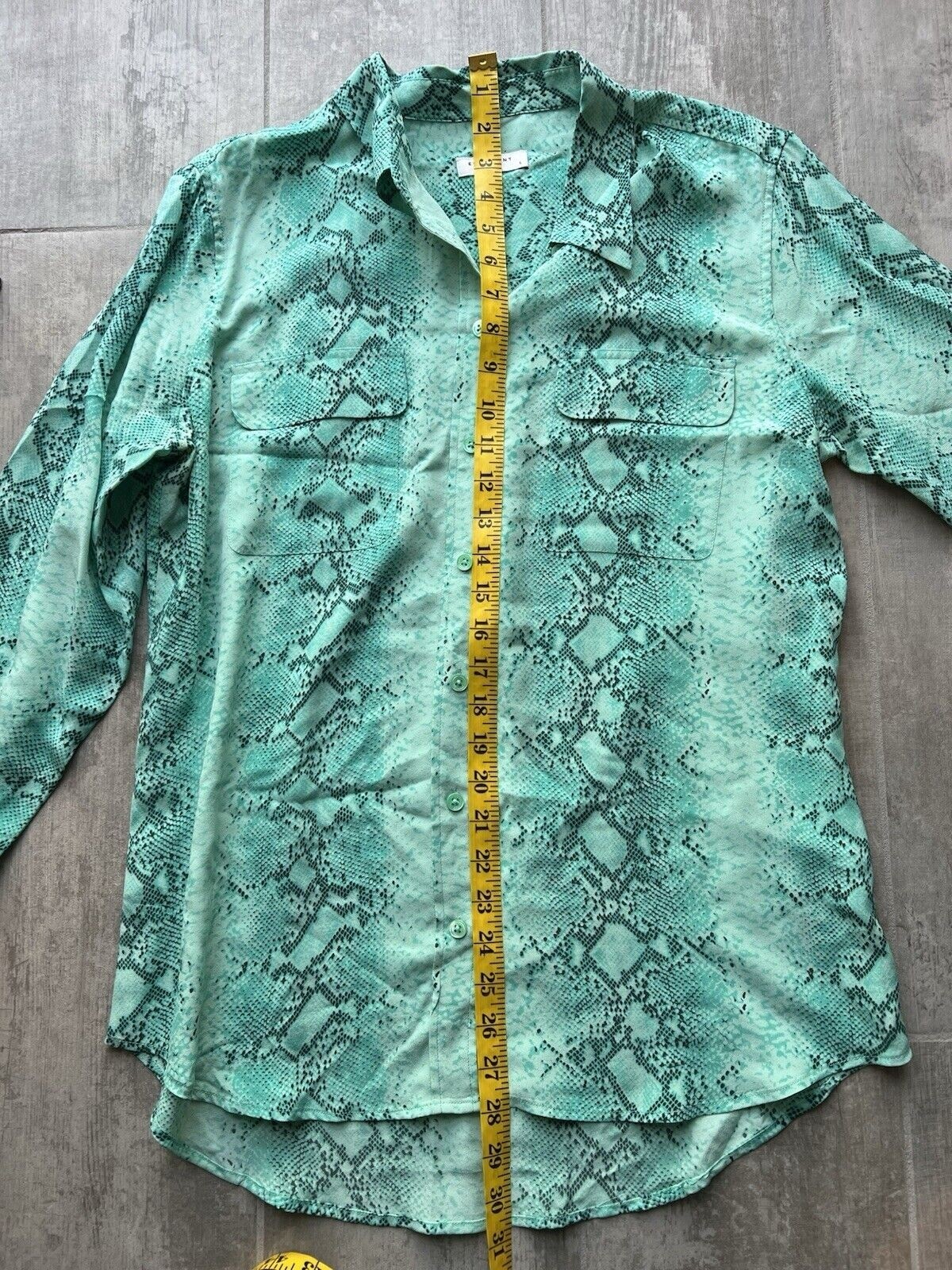 $220 EQUIPMENT Signature Python Blouse Aqua Marin… - image 9