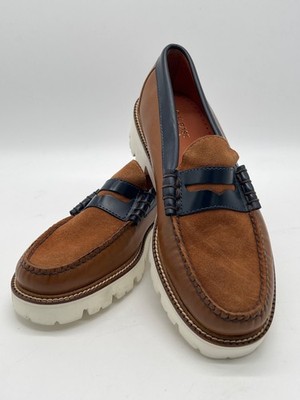 Bass Men\'s Navy Suede and Brown Leather Penny Loafers Men main image 2