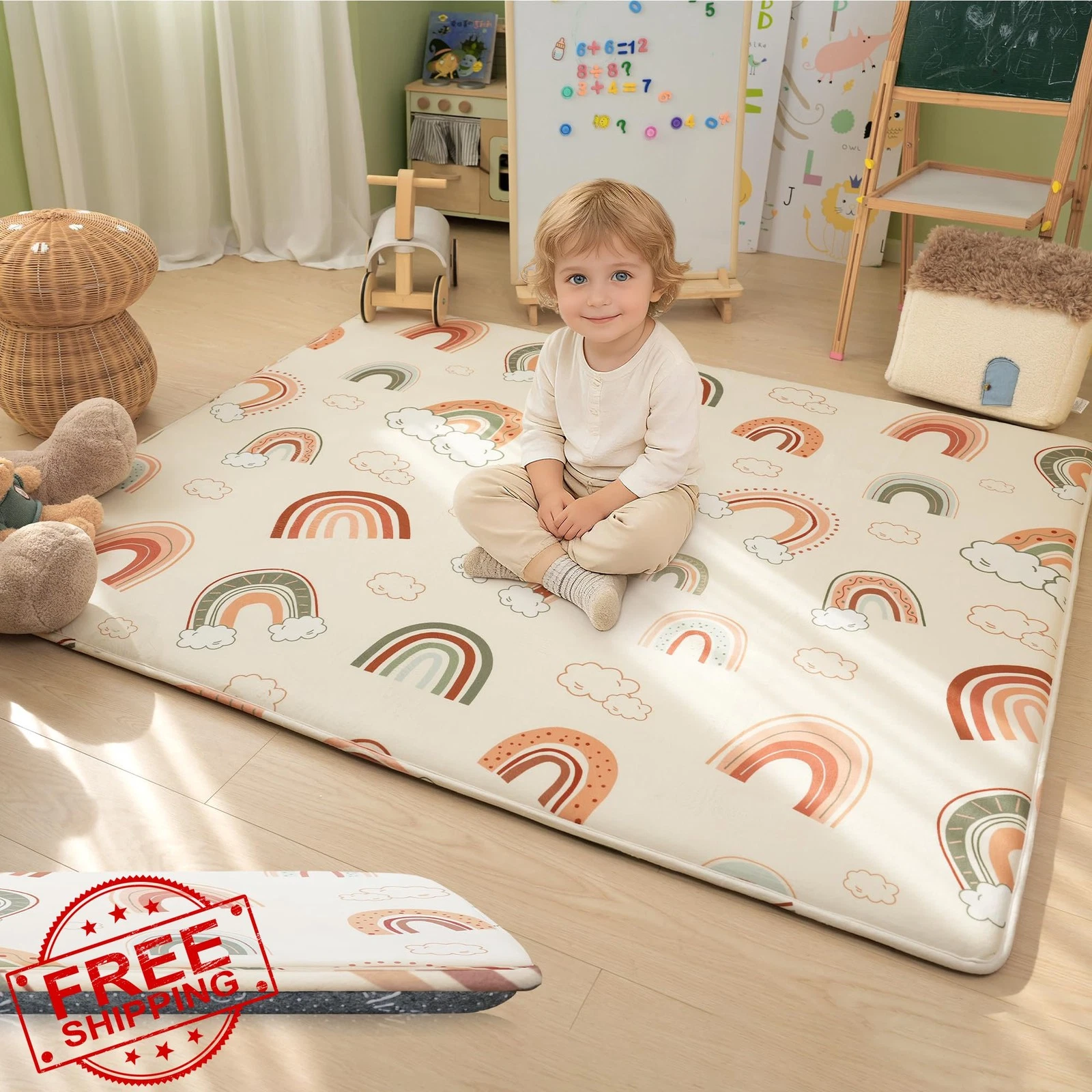 PaPaMat Play Mat Rainbow 59"x71"x1.5"