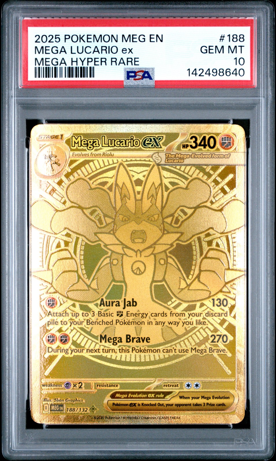 2025 POKEMON MEG EN-MEGA EVOLUTION MEGA HYPER RARE #188 MEGA LUCARIO EX PSA 10