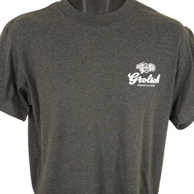 Vintage Grolsch Premium Lager T Shirt Mens Size Large Gray 80s 90s Made In USA