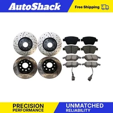 Front & Rear Drilled Disc Rotors Ceramic Brake Pads for VW Jetta Beetle