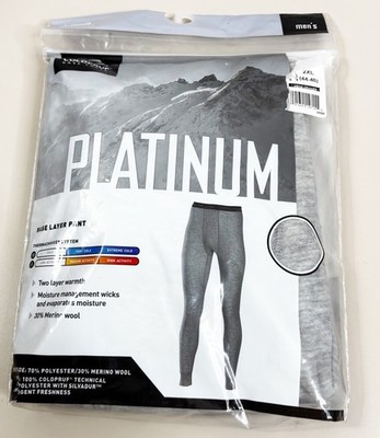 Coldpruf Men 2XL Platinum Dual Layer Wool Blend Base Layer Bottoms Pants New