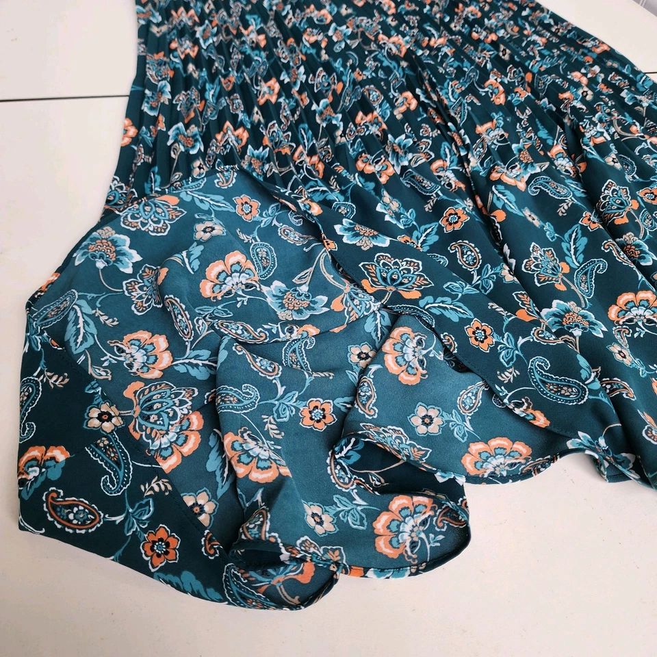 Falda midi para mujer J.Jill colección Wearever verde cachemira floral plisada XL Foto 3 de 4