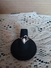 Sterling Silver Heart Shaped Ring With White ...