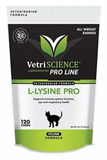 VetriScience L-Lysine Pro for Cats- Immune System Support for Felines (120chews)