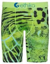 Ethika Exotic Prince Men Size S (28-30) Animal Print Green Underwear BoxerBriefs