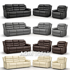 Roma | Black, Grey, Brown, Beige  | Leather Recliner Sofa 3, 2, 1 Seater | Sofa