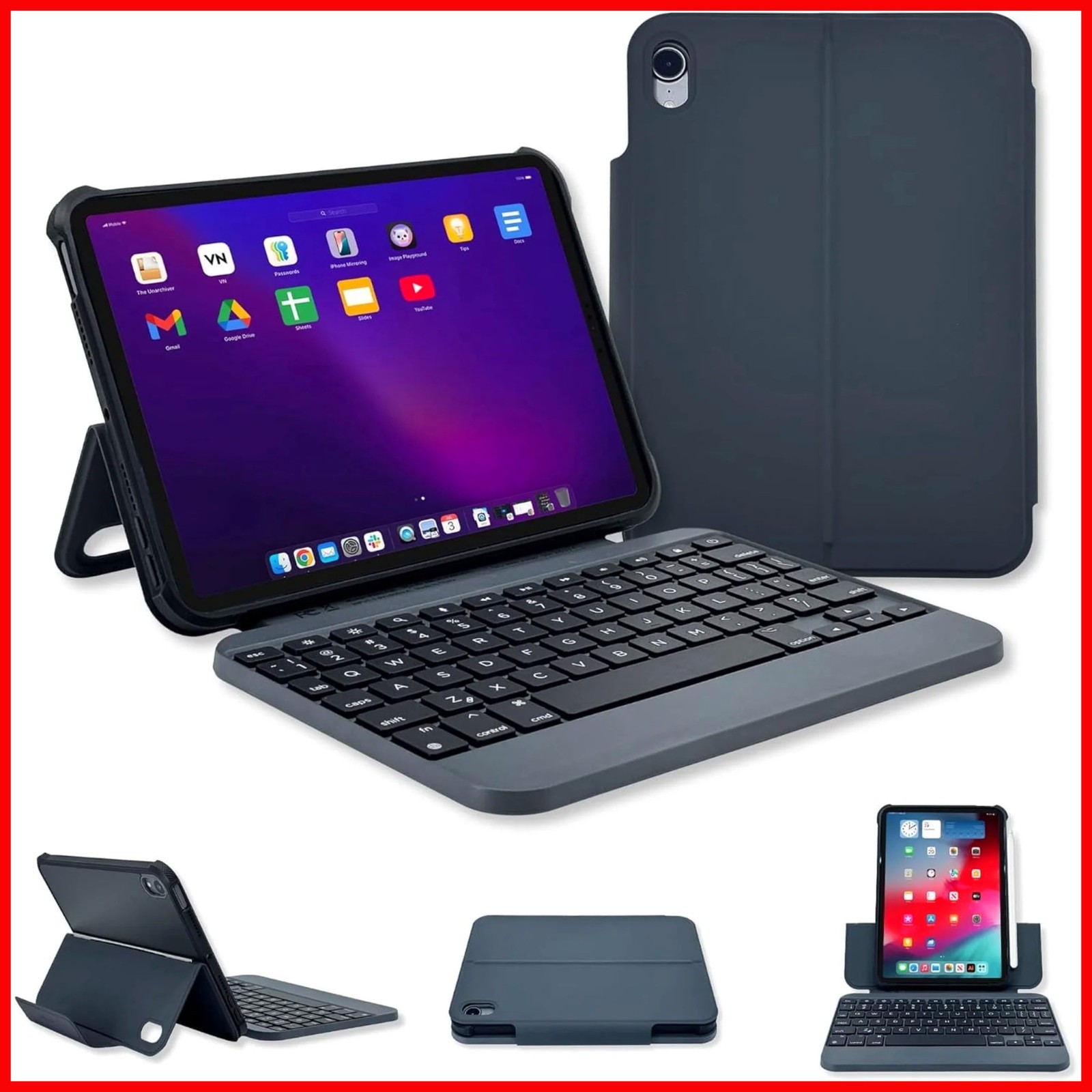 NEW Macally Keyboard Case for iPad Mini 7 (A17 Pro, 2024) and 6 (2021) 8.3-inch