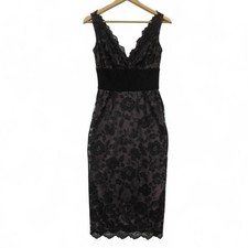 M&S Dress Size UK 8 Lace Black & Dusk Lilac Sleeveless Evening Wear - Preloved