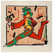 Signed Original PETER MAX Limited Edition Color Serigraph "RUNNER ON BROWN” 1979