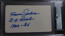 Travis Jackson signed Index Card PSA Certified